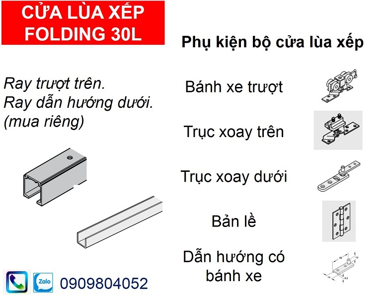 Phụ kiện cửa lùa Hafele 943.10.013 Folding 30L 3 cánh xếp