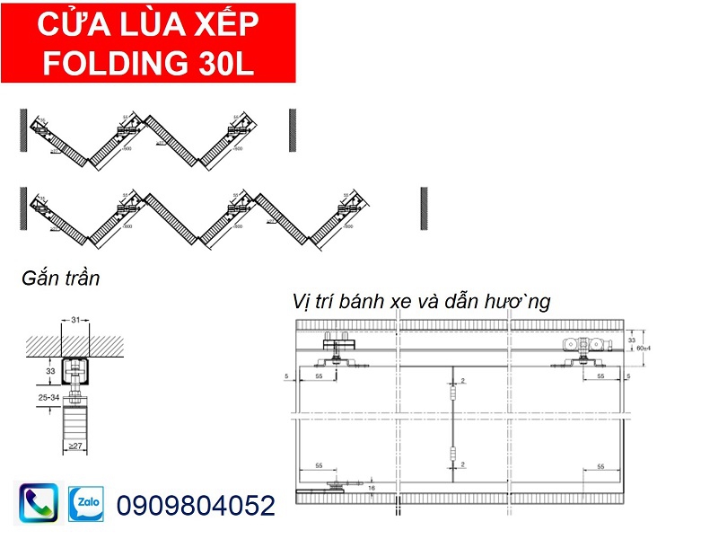 Phụ kiện cửa lùa Hafele 943.10.014 Folding 30L 4 cánh xếp