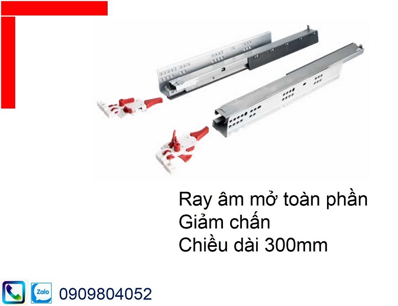 Ray âm giảm chấn Hafele EPC Evo 433.32.071 mở toàn phần chiều dài 300mm
