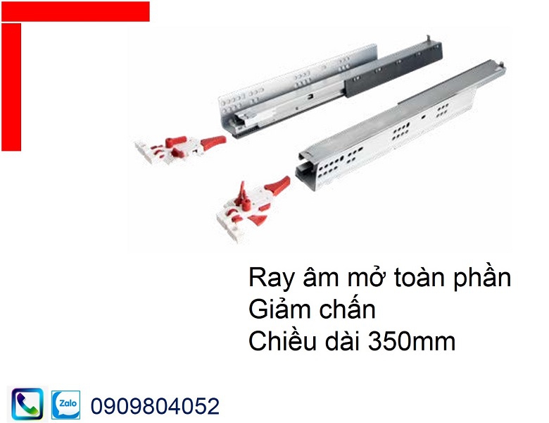 Ray âm giảm chấn Hafele EPC Evo 433.32.072 mở toàn phần chiều dài 350mm