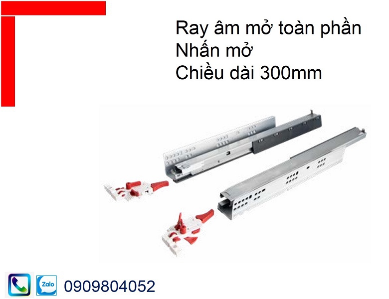 Ray âm nhấn mở Hafele EPC Evo 433.32.171 mở toàn phần chiều dài 300mm