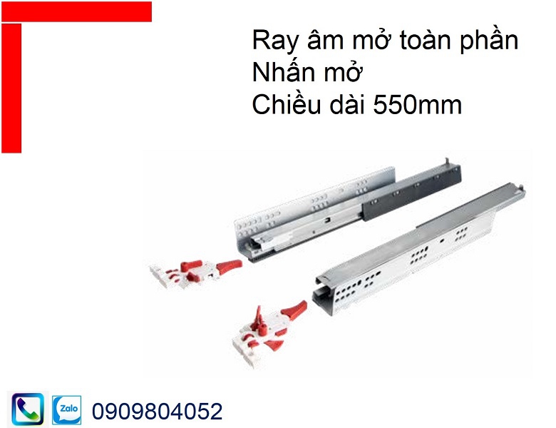 Ray âm nhấn mở Hafele EPC Evo 433.32.176 mở toàn phần chiều dài 550mm