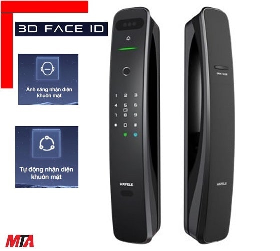 Khóa điện tử Hafele PP9100 MSP 912.20.697 có chức năng nhận diện khuôn mặt 3D màu mạ đen