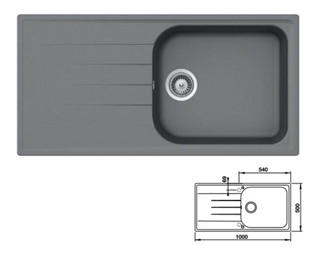 Châu rửa bát Hafele đá Julius HS-GDS10050 màu xám 570.36.550